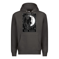Smoke tarot card crescent moon and cat graphic Premium Hoodie - artisFamous