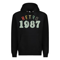 Black Retro 1987 Premium Hoodie - artisFamous