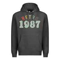Charcoal Heather Retro 1987 Premium Hoodie - artisFamous