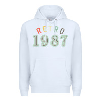 White Retro 1987 Premium Hoodie - artisFamous