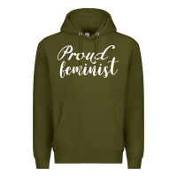 Army Green Proud feminist Premium Hoodie - artisFamous