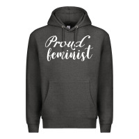 Charcoal Heather Proud feminist Premium Hoodie - artisFamous