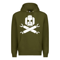 Army Green block face pirate Premium Hoodie - artisFamous