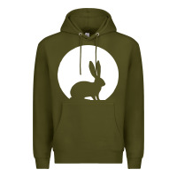 Army Green bunny and full moon funny Premium Hoodie - artisFamous