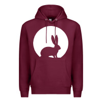 Burgundy bunny and full moon funny Premium Hoodie - artisFamous
