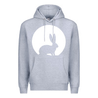 Heather Grey bunny and full moon funny Premium Hoodie - artisFamous
