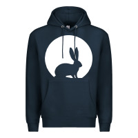 Navy bunny and full moon funny Premium Hoodie - artisFamous