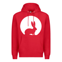 Red bunny and full moon funny Premium Hoodie - artisFamous