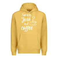 Antique Gold Fueled by jesus and coffee Premium Hoodie - artisFamous