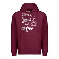 Burgundy Fueled by jesus and coffee Premium Hoodie - artisFamous