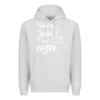 Dove Grey Fueled by jesus and coffee Premium Hoodie - artisFamous