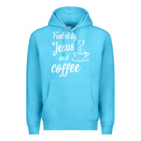 Ocean Blue Fueled by jesus and coffee Premium Hoodie - artisFamous