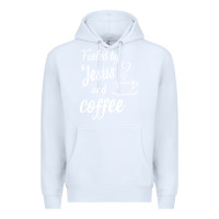 White Fueled by jesus and coffee Premium Hoodie - artisFamous