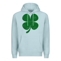 Blue Mist distressed green four leaf clover Premium Hoodie - artisFamous