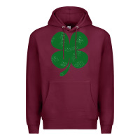 Burgundy distressed green four leaf clover Premium Hoodie - artisFamous