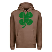 Chestnut distressed green four leaf clover Premium Hoodie - artisFamous