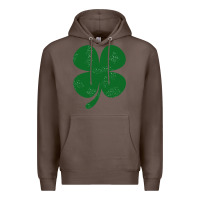 Coffee distressed green four leaf clover Premium Hoodie - artisFamous