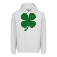 Dove Grey distressed green four leaf clover Premium Hoodie - artisFamous