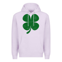 Lilac distressed green four leaf clover Premium Hoodie - artisFamous