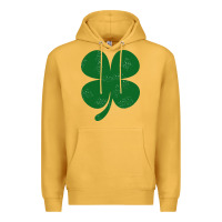Mustard distressed green four leaf clover Premium Hoodie - artisFamous