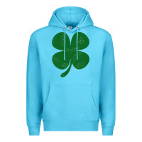 Ocean Blue distressed green four leaf clover Premium Hoodie - artisFamous