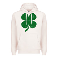 Pale Pink distressed green four leaf clover Premium Hoodie - artisFamous