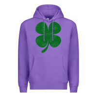 Purple distressed green four leaf clover Premium Hoodie - artisFamous