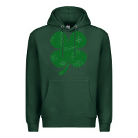 Sports Green distressed green four leaf clover Premium Hoodie - artisFamous