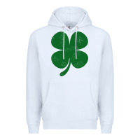 White distressed green four leaf clover Premium Hoodie - artisFamous