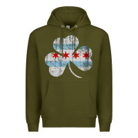 Army Green irish chicago flag shamrock Premium Hoodie - artisFamous