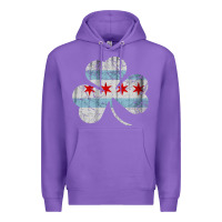 Purple irish chicago flag shamrock Premium Hoodie - artisFamous