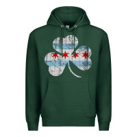 Sports Green irish chicago flag shamrock Premium Hoodie - artisFamous