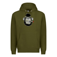 Army Green Monkey Smoking Premium Hoodie - artisFamous