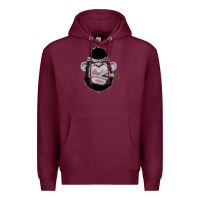 Burgundy Monkey Smoking Premium Hoodie - artisFamous