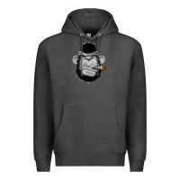 Charcoal Heather Monkey Smoking Premium Hoodie - artisFamous