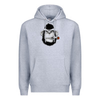 Heather Grey Monkey Smoking Premium Hoodie - artisFamous