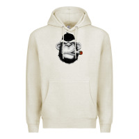Oatmeal Heather Monkey Smoking Premium Hoodie - artisFamous