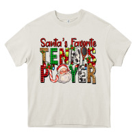 Cream Santa's Favorite Tennis Player For Christmas Heavy Core Tee - FaDigitalArtStudio