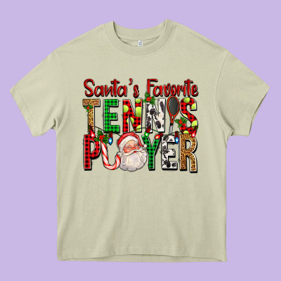 Santa's Favorite Tennis Player For Christmas Heavy Core Tee Designed By Fadigitalartstudio