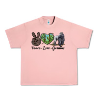 Salmon Peace Love Gorillas Urban Heavy Tee - LillyAllenDesigns