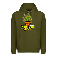 Army Green flower pot funny weed Premium Hoodie - artisFamous