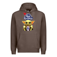 Coffee Baby Yoda Hugs Pabst Blue Ribbon Beer Premium Hoodie - artisFamous
