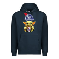 Navy Baby Yoda Hugs Pabst Blue Ribbon Beer Premium Hoodie - artisFamous