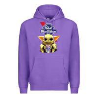 Purple Baby Yoda Hugs Pabst Blue Ribbon Beer Premium Hoodie - artisFamous