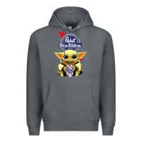 Rock Baby Yoda Hugs Pabst Blue Ribbon Beer Premium Hoodie - artisFamous