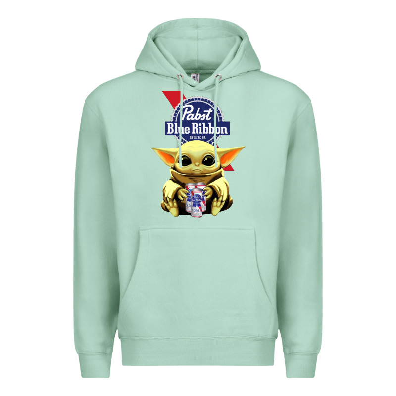 Baby Yoda Hugs Pabst Blue Ribbon Beer Premium Hoodie by artisFamous | Teevron