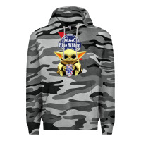 Slate Camo Baby Yoda Hugs Pabst Blue Ribbon Beer Premium Hoodie - artisFamous