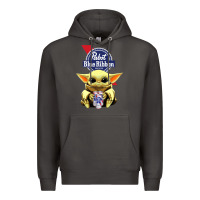 Smoke Baby Yoda Hugs Pabst Blue Ribbon Beer Premium Hoodie - artisFamous