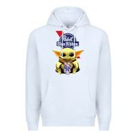 White Baby Yoda Hugs Pabst Blue Ribbon Beer Premium Hoodie - artisFamous