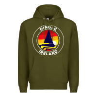 Army Green dingle ireland vintage sailboat 70s retro sunset Premium Hoodie - artisFamous
